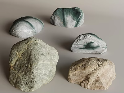 Natural Decorative Stones With Various Colors And Unique Natural Textures 3d model