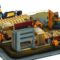 Modern Conveyor Isometric Mechanical Robot Assembling Conveyor 3d model