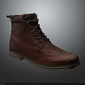 Red Leather Brogue Boots With Lace Up Design Perforated Toe And Leather Sole