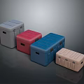 Four Colored Storage Boxes With Lids And Handles For Home