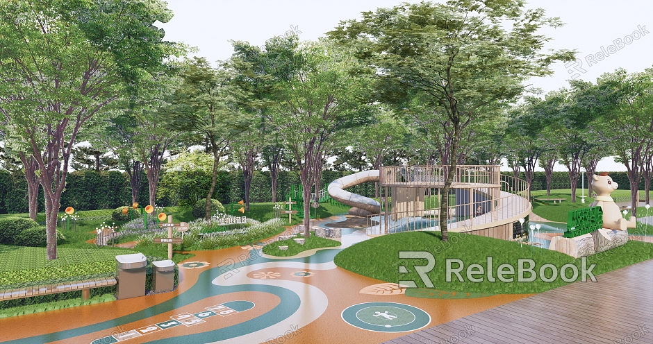 Modern Park Park Children's Area Children's Equipment Plastic Field Micro-terrain Plant Science Popularization model