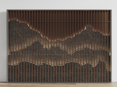 New Chinese background wall Grille background wall 3d model