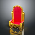Royal Golden Throne With Red Seat And Intricate Golden Decorations
