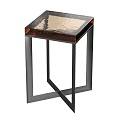 Modern Side Tables With Black Metal Frames And Copper Textured Tops 3d model