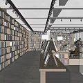 Book Art Interior with Curated Books Natural Light Tables Chairs and Green Plants