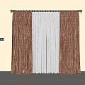 Brown Checkered Curtains With White Sheer Curtain On Black Rod Against Light Wall By Poliform