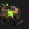 Advanced Sci-Fi Weapon With Mechanical Structure Green Glowing Elements And Metal Components 3d model