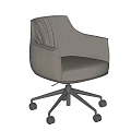 Modern Beige Leather Office Chair with Armrests Swivel Five Star Base and Wheels