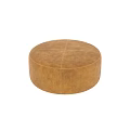 Brown Round Leather Ottoman With Modern Minimalist Design And Comfortable Surface