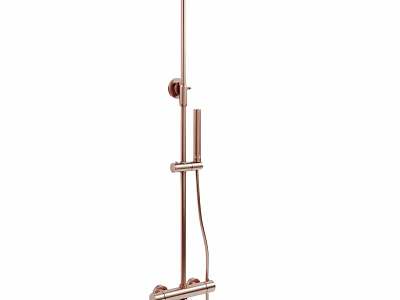 Rose Gold Shower Faucet With Handheld Showerhead Fixed Rod and Control Handle 3d model