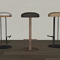 Modern Bar Stools With White Black Light Wooden Seats And Metal Legs