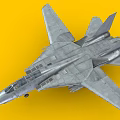 Detailed Gray Fighter Jet Model With Twin Tails Cockpit And Landing Gear On Yellow Background 3d model