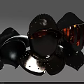 Medieval Metal Helmets And Shoulder Armors With Rivet Decorations Gray Black Gold Accents