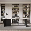 Modern Study Bookcase Desk and Chair 3d model