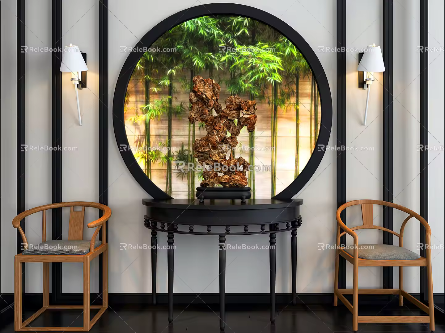 New Chinese-style Duan Jing Table Chair 3d model