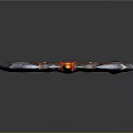 Fantasy Lava Flame Axe With Glowing Red Core And Winged Blades Design