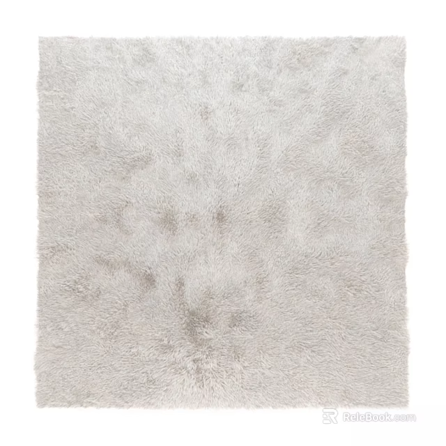 Light Gray Plush Soft Fluffy Square Carpet For Living Room Decor 3d model 