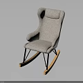 Modern Gray Upholstered Rocking Chair With Wooden Rocking Legs And Comfortable Design