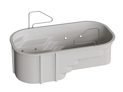 Modern Gray Oval-shaped Bathtub Design With Grab Bars And Integrated Side Panels 3d model