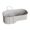 Modern Gray Oval-shaped Bathtub Design With Grab Bars And Integrated Side Panels