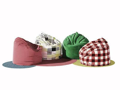 Colorful Bean Bag Chairs With Various Patterns For Modern Home Decor 3d model