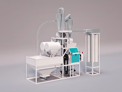 Agricultural Grain Processing Equipment With Conveyor System And Control Panel 3d model