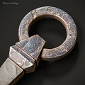 Handcrafted Metallic Dagger Weapon With Ring Pommel And Textured Blade