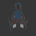 Blue Metallic Spaceship Featuring Sharp Wings and Detailed Design for Space and Aerospace Missions