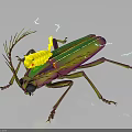 Vibrant Metallic Insect Character With Iridescent Colors Glowing Antennae And Shiny Legs