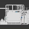Industrial Equipment Machinery With Metal Frame Pipes Staircase And Mechanical Components