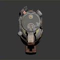 Futuristic Weapon Featuring Transparent Tube Metal Casing Red Accents And Cable Design