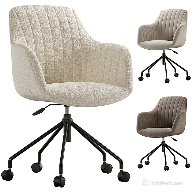 Modern Upholstered Office Chair with Vertical Stripe Design and Rolling Caster Base 3d model 