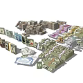 Essential Household Living Supplies With Stacked Cash And Various Banknotes