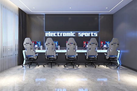 Modern E-sports Box Internet Cafe Room 3d model