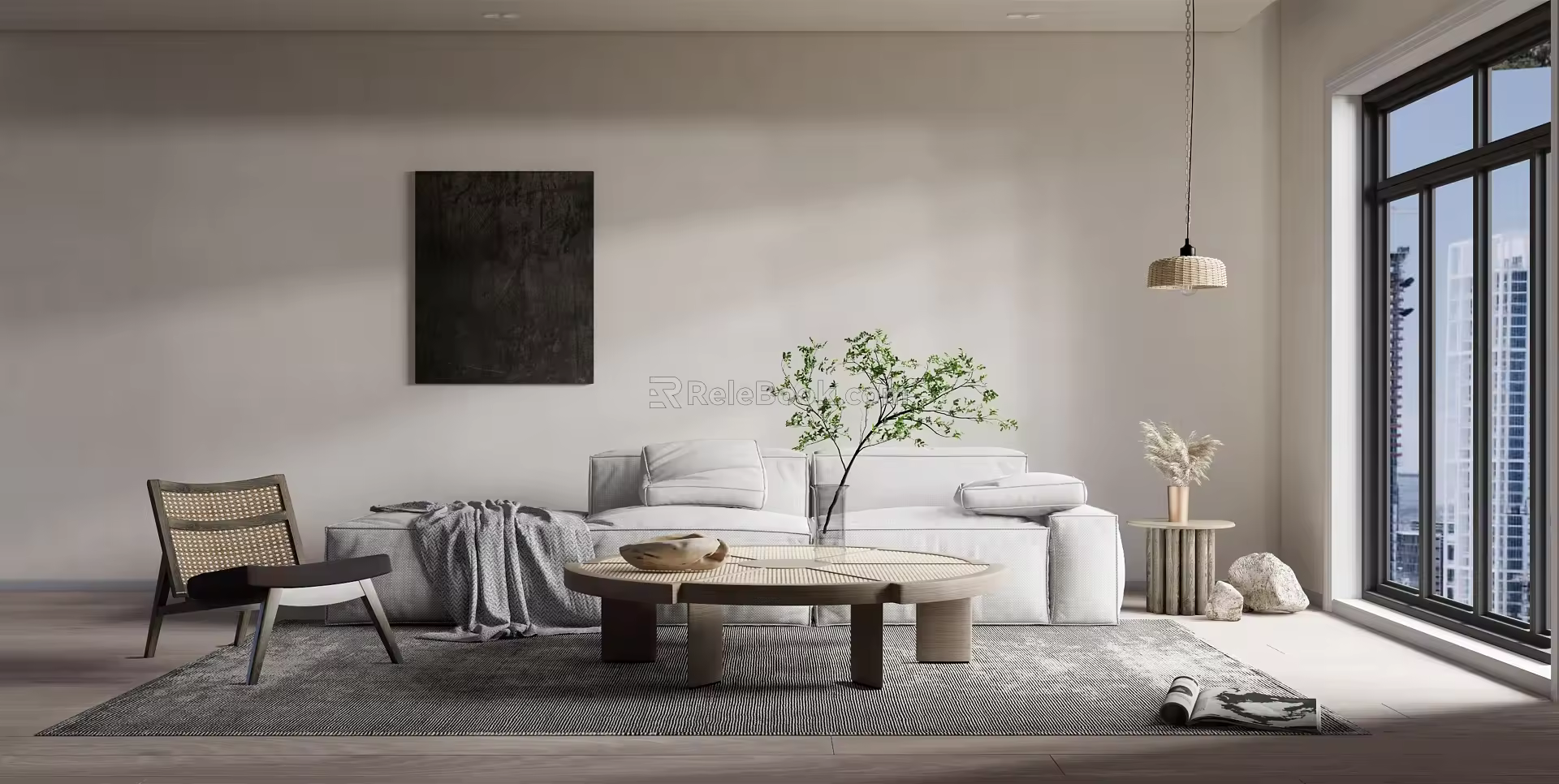 Quiet sofa tea table combination 3d model