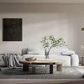 Quiet sofa tea table combination 3d model