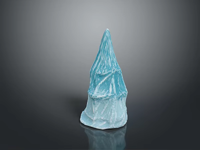 Blue Conical Textured Wooden Stone Decorative Ornament With Intricate Natural Patterns 3d model