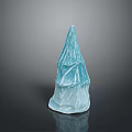 Blue Conical Textured Wooden Stone Decorative Ornament With Intricate Natural Patterns