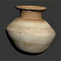 Ancient Clay Carved Sculpture Vessel With Orange White Texture And Traditional Design
