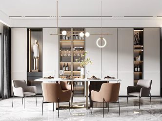 Modern Dining Table and Chair Combination 3d model