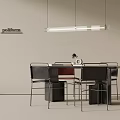 Poliform Modern Dining Table With Chairs Minimalist Design And Pendant Lighting 3d model