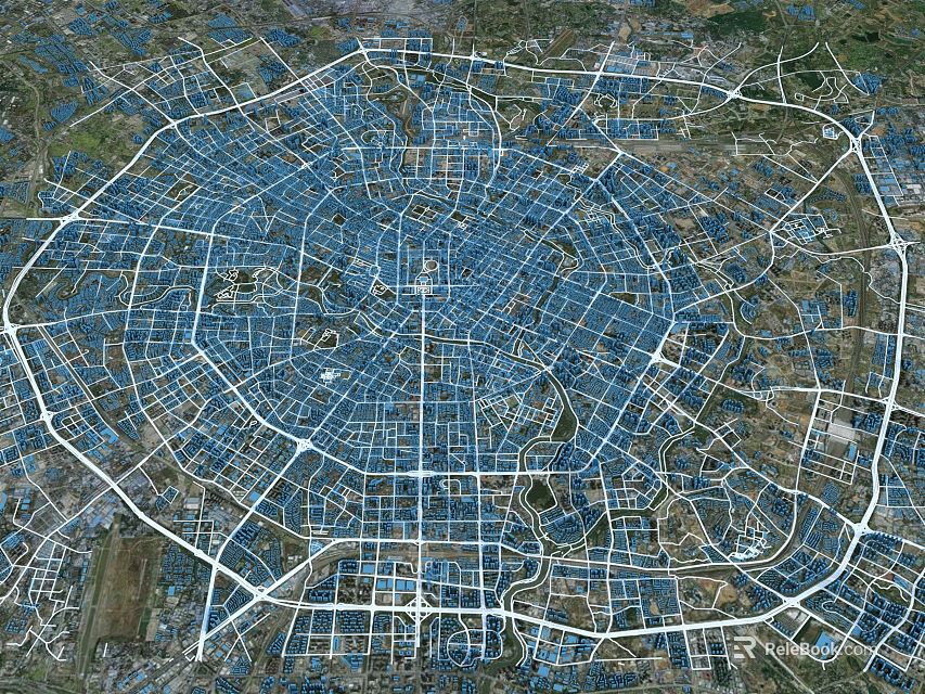 Aerial City Planning Design With Grid Street Layout And Urban Structure 3d model 