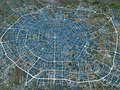 Aerial City Planning Design With Grid Street Layout And Urban Structure 3d model