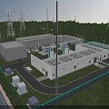 Modern Industrial Plant with Solar Panels on Roof Green Surroundings and Equipment