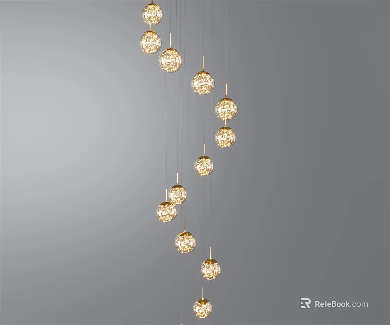 Modern Crystal Ball Hanging Chandelier With Multiple Lights For Interior Decoration 3d model 