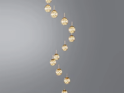Modern Crystal Ball Hanging Chandelier With Multiple Lights For Interior Decoration 3d model