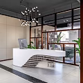 Modern Front Desk Public Office Area Service Desk Office Rest Area 3d model