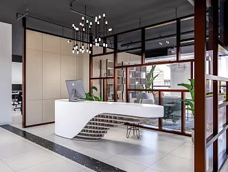 Modern Front Desk Public Office Area Service Desk Office Rest Area 3d model