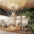 Modern Clothing Store Interior With Wooden Displays Mannequins Hanging Clothes And Green Plants