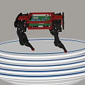 Smart Black And Red Four Legged Machine On White Multilayered Circular Platform With Blue Lines 3d model